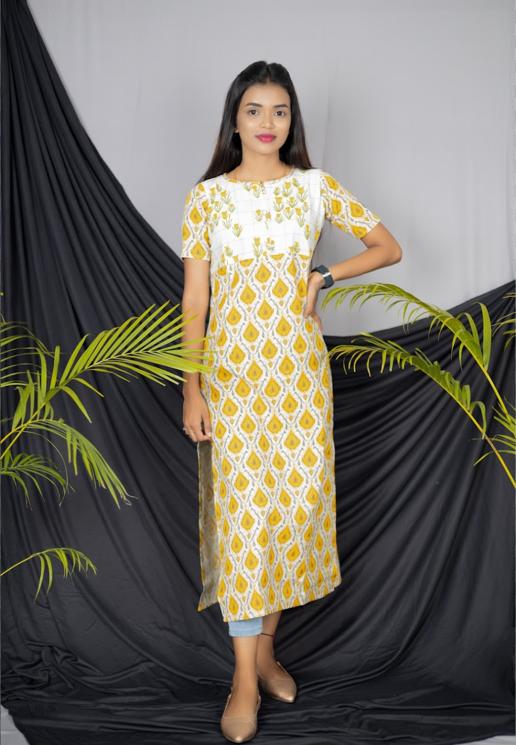 Yellow Floral Kurti