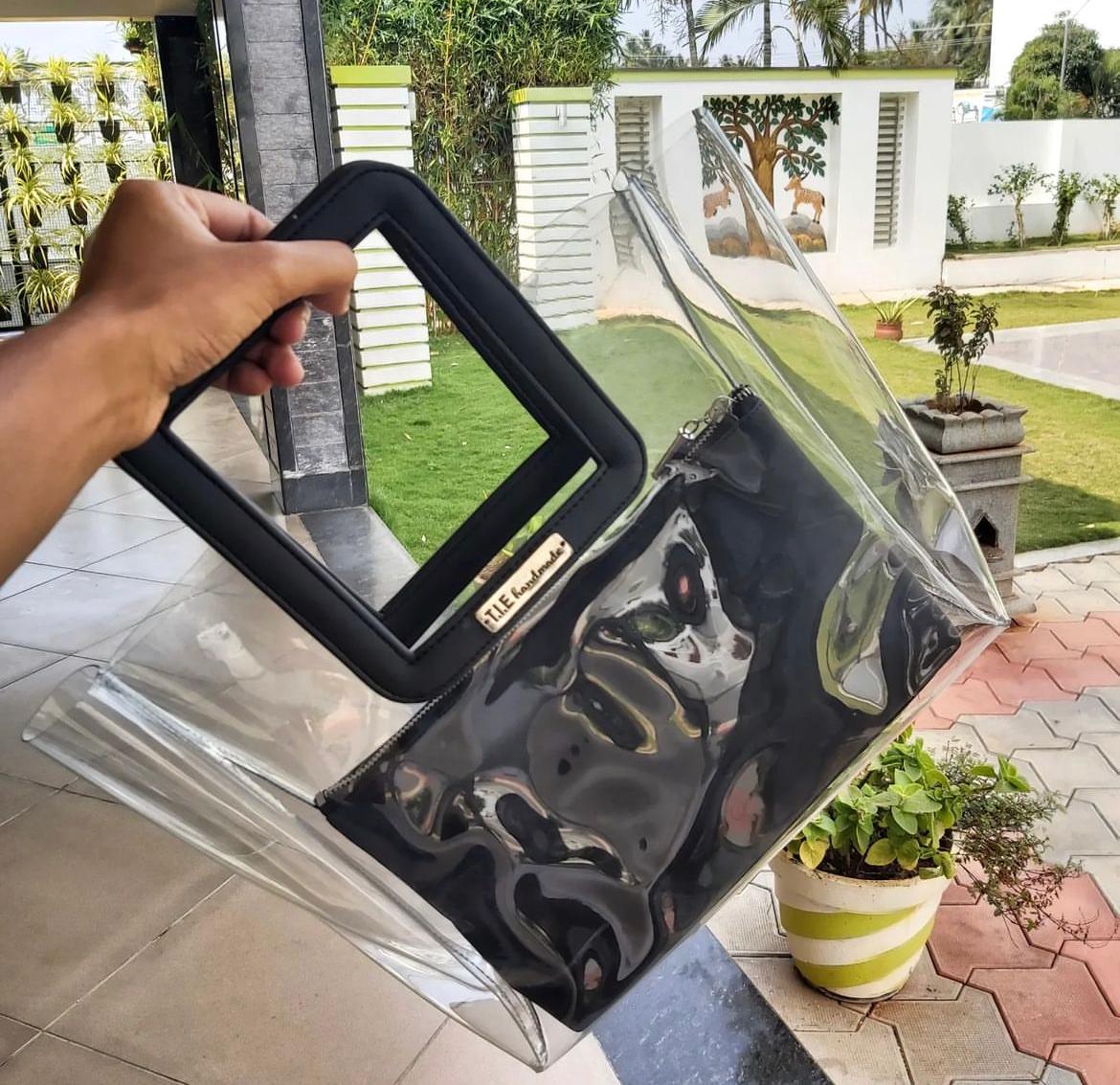 Transparent Tote bag with black pouch